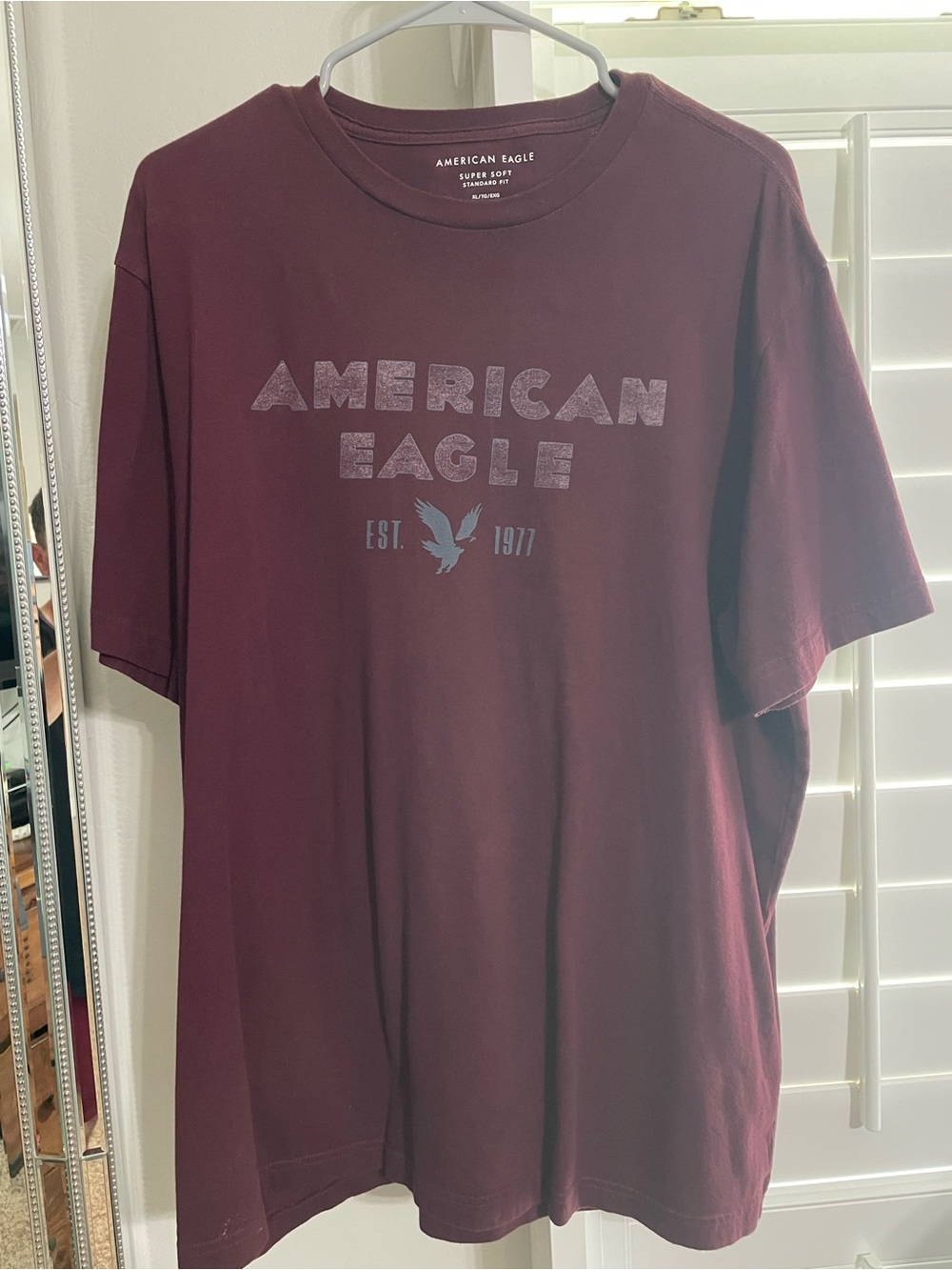 American Eagle Outfitters Men's Maroon Logo Tee